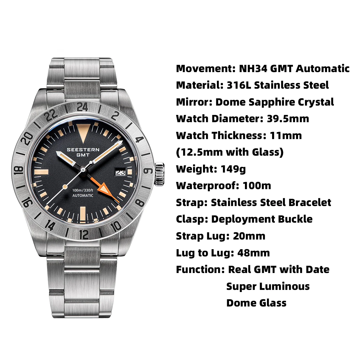 Seestern Vintage GMT Explorer Homage Watch