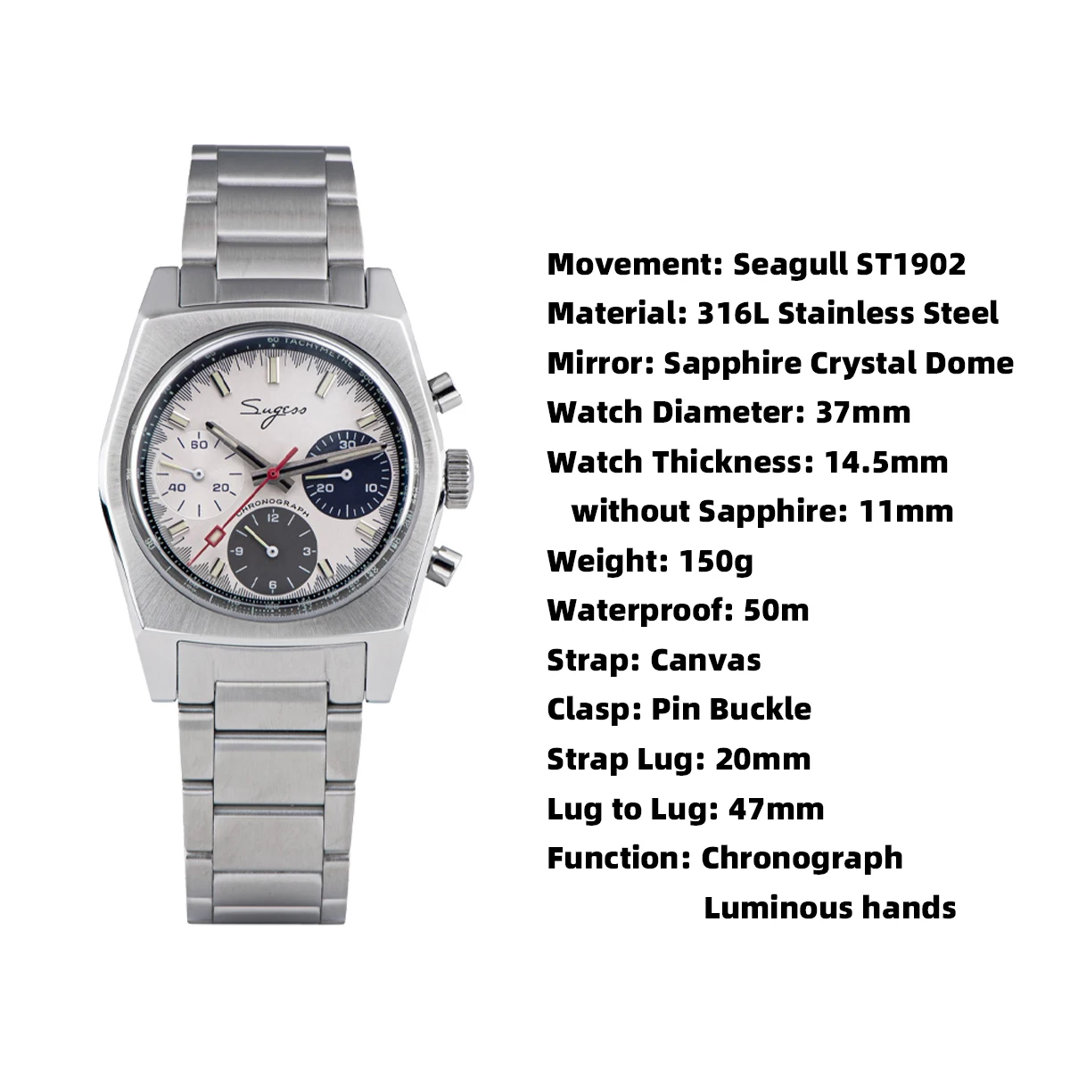 Sugess Homage 37mm Chrono Pilot Watch