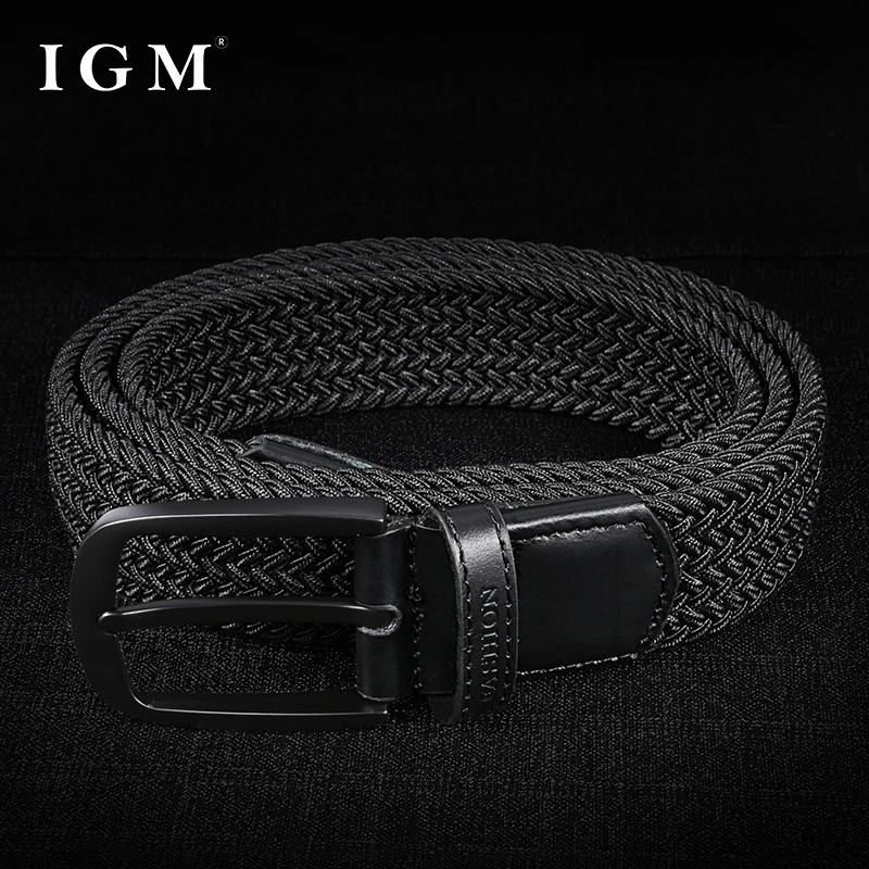 Black Elastic Woven Belt for Men
