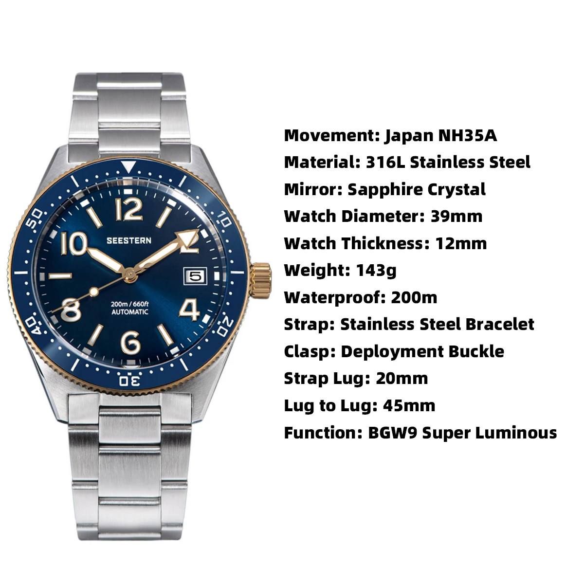 SEESTERN Watch S434 200m Water Resistant