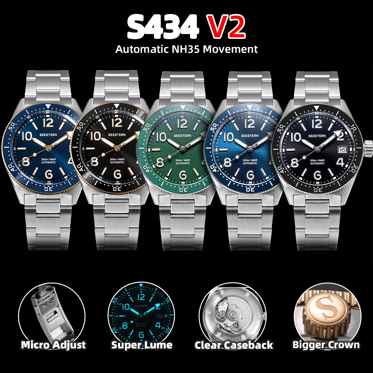 SEESTERN Watch S434 200m Water Resistant