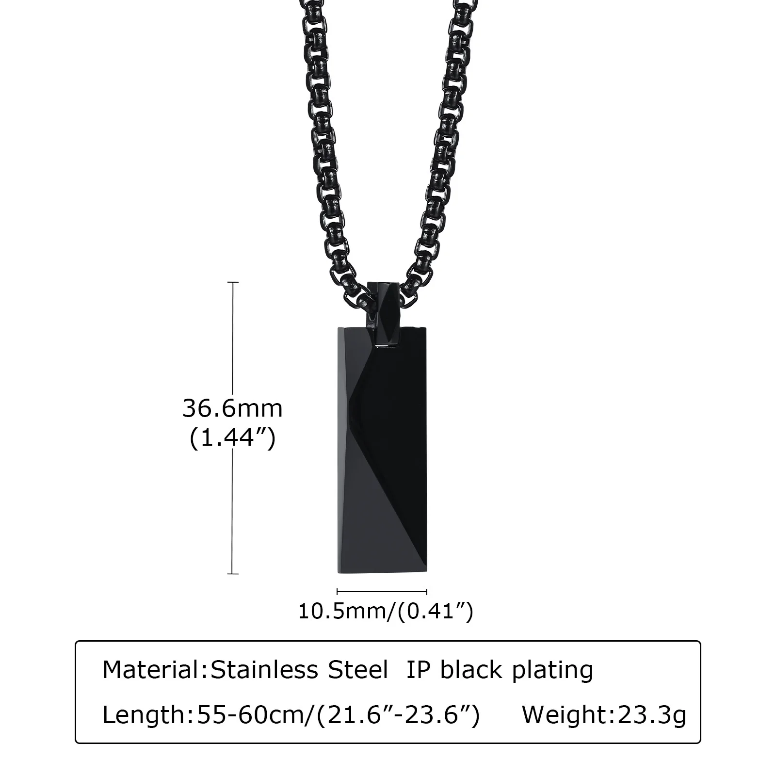 Mens Stylish Rectangle Pendant Necklace