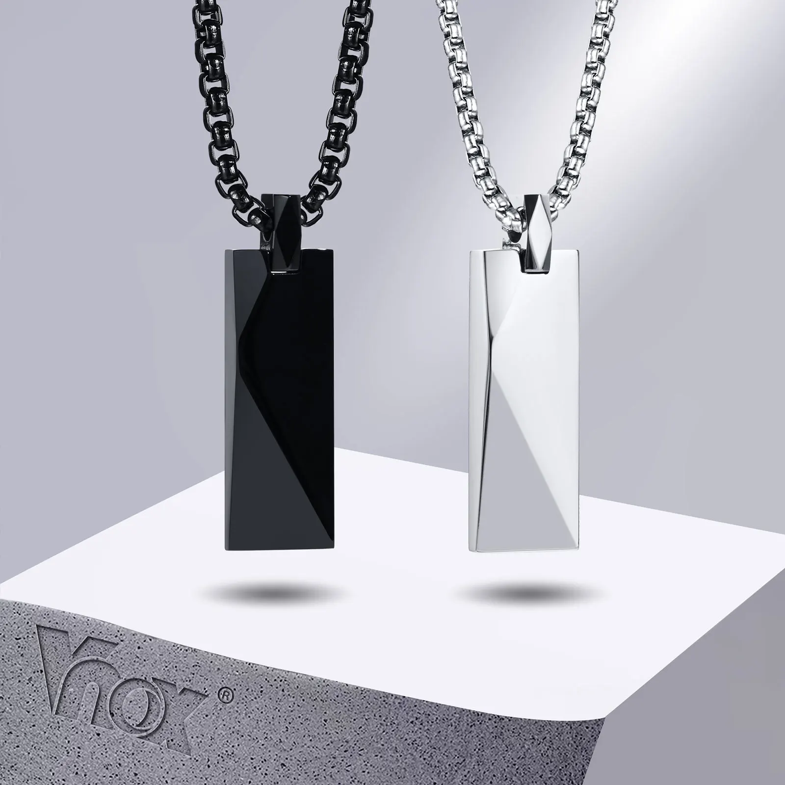 Mens Stylish Rectangle Pendant Necklace