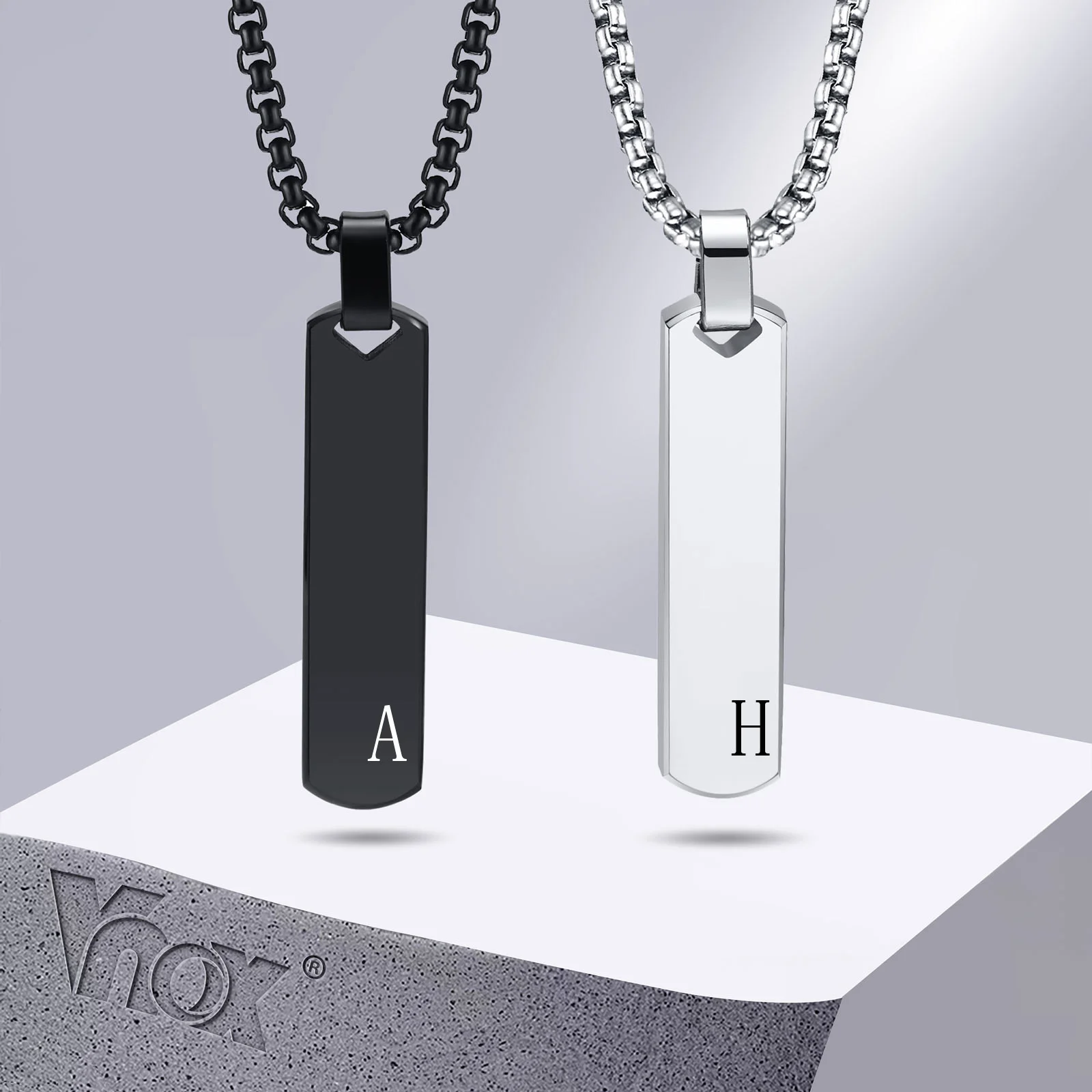 Bar Pendant Necklace with A-Z Letters