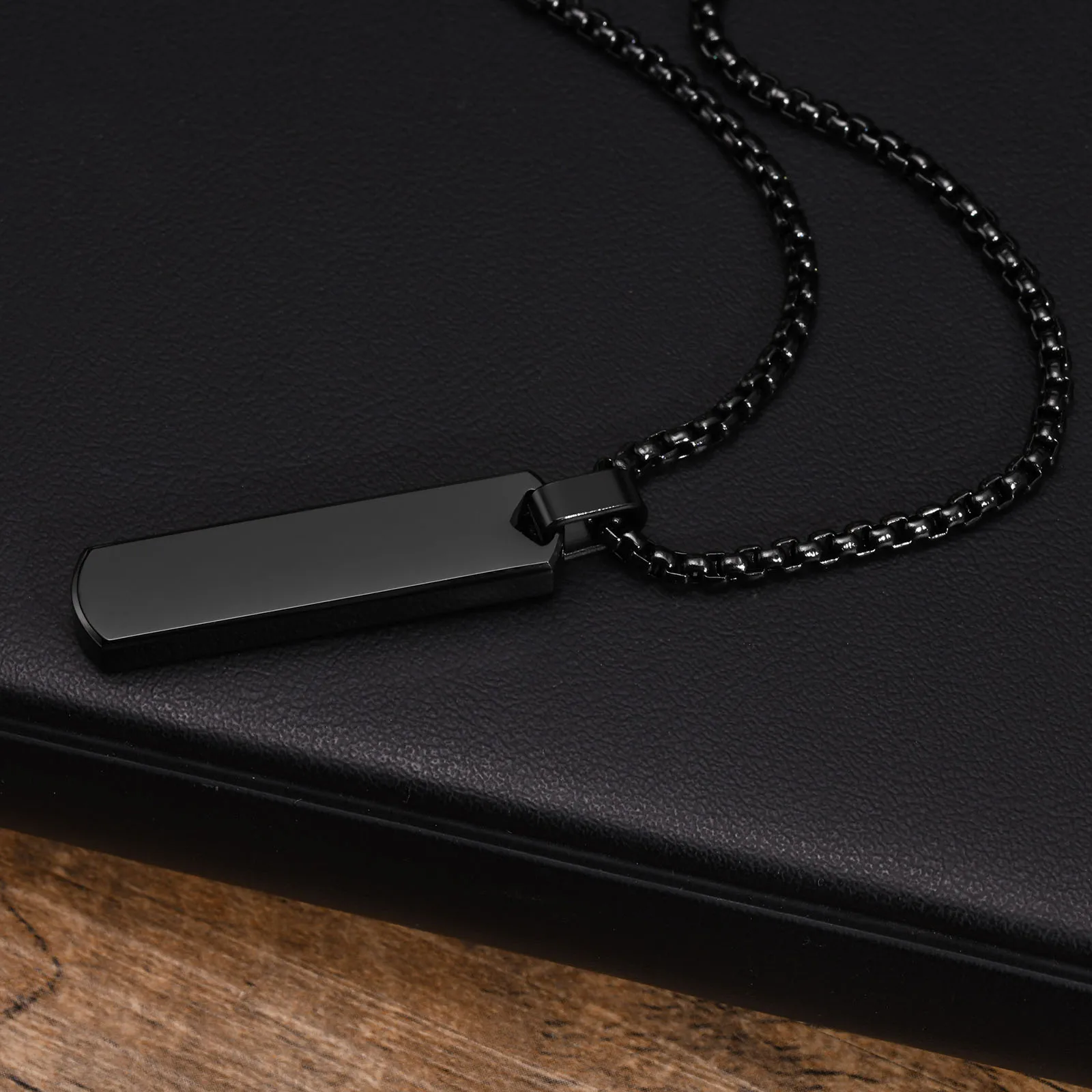 Bar Pendant Necklace with A-Z Letters