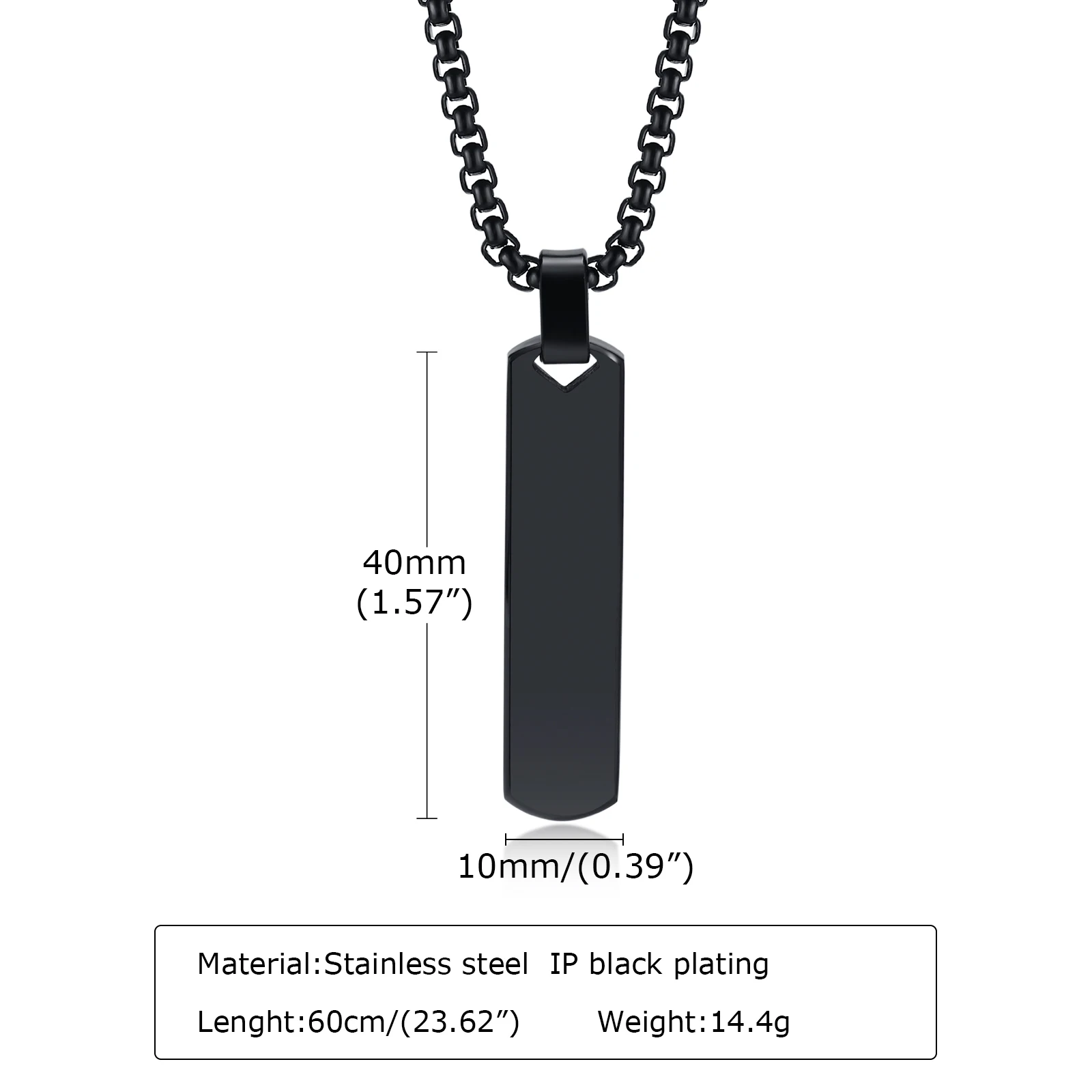 Bar Pendant Necklace with A-Z Letters