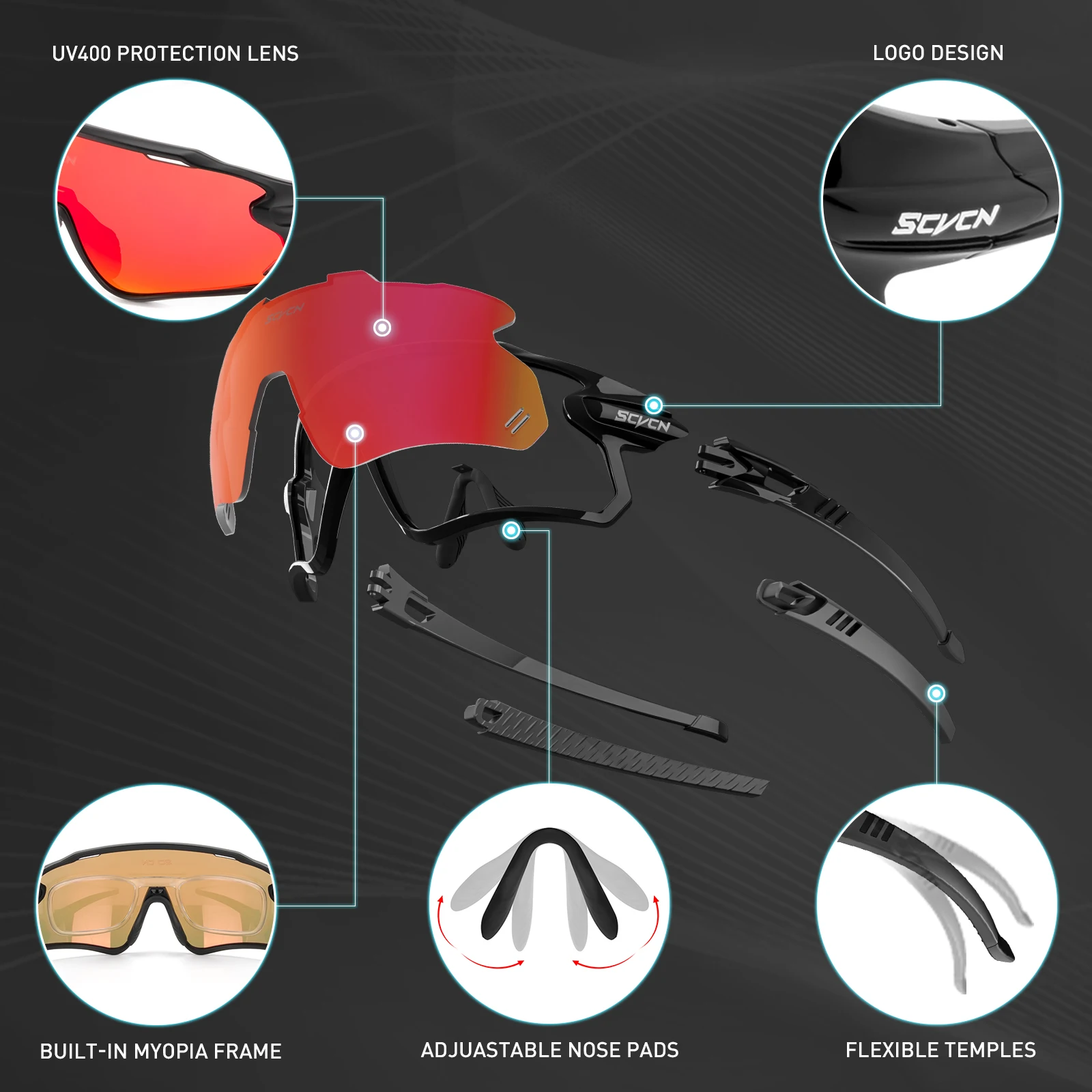 SCVCN Sports Cycling Sunglasses