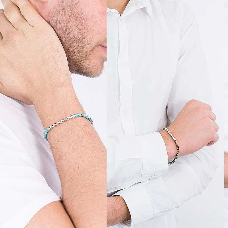 Men's Bead Bracelet with Natural Stones