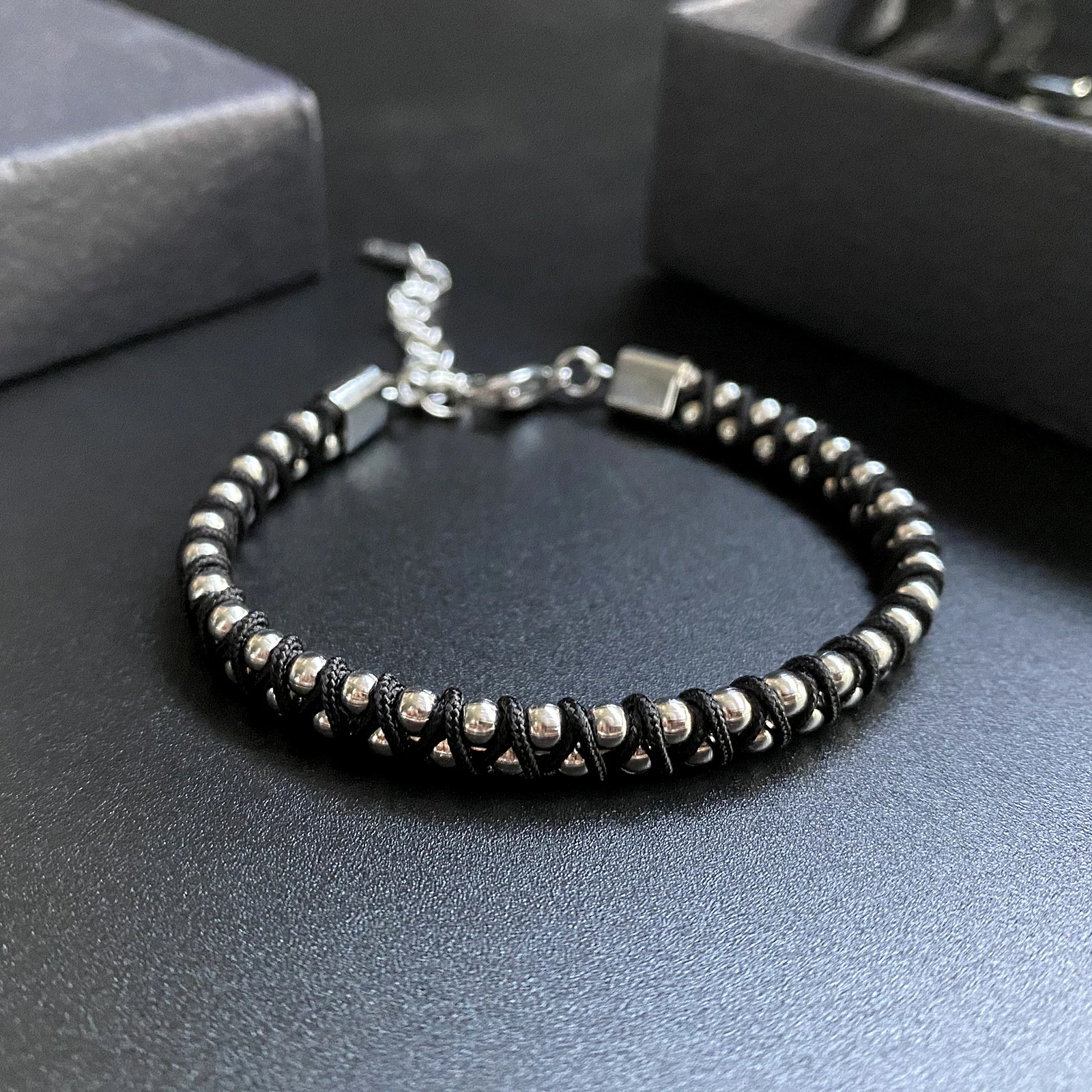 Men's Stainless Steel Beaded Bracelet