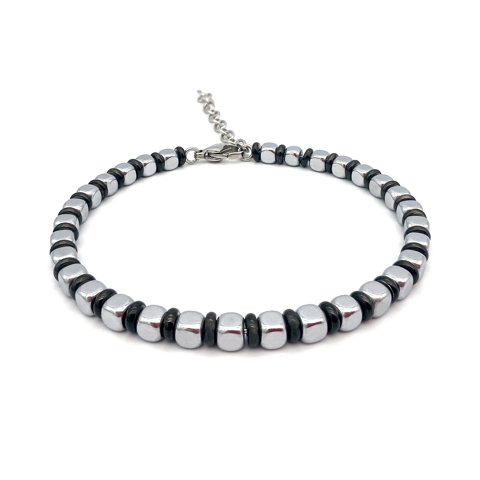 Beaded Bracelet with Round Blue Charms