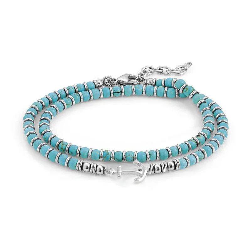 Turquoise Beads and Anchor Bracelet