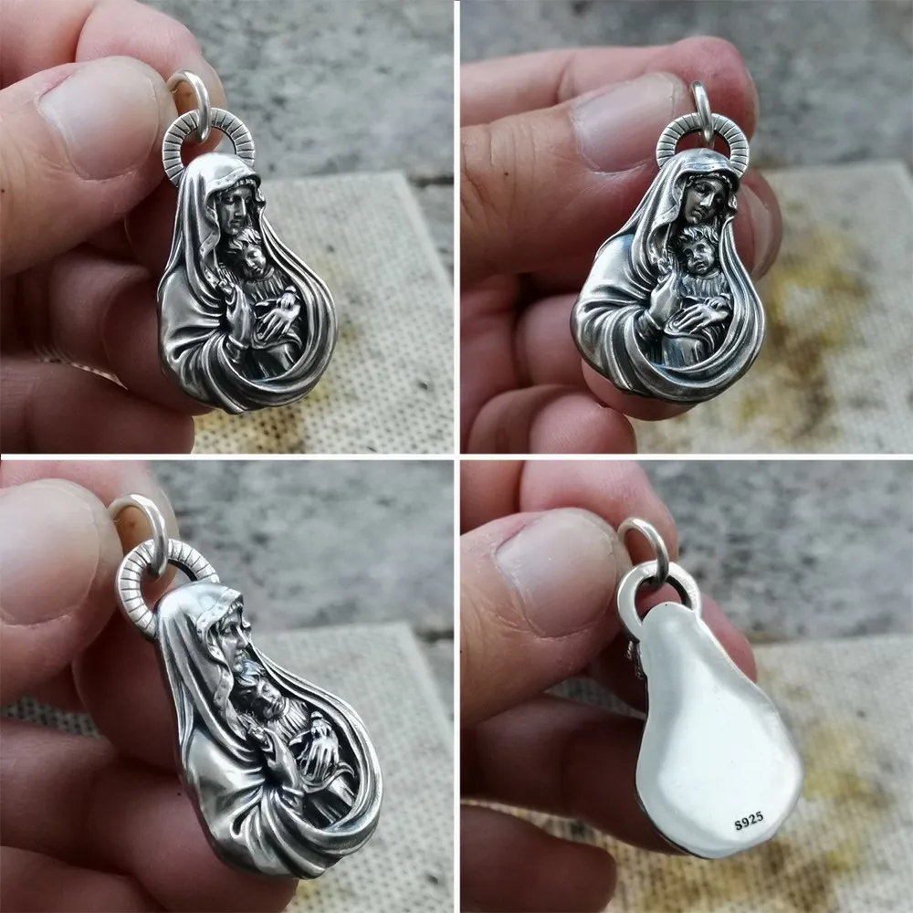 Sterling Silver Virgin Mary Charm Pendant