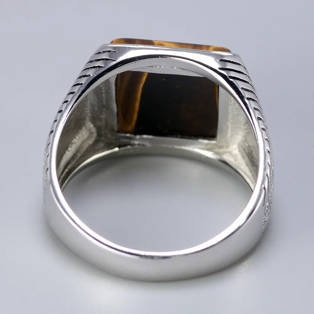 925S Men's Ring with Tiger Eye Stone