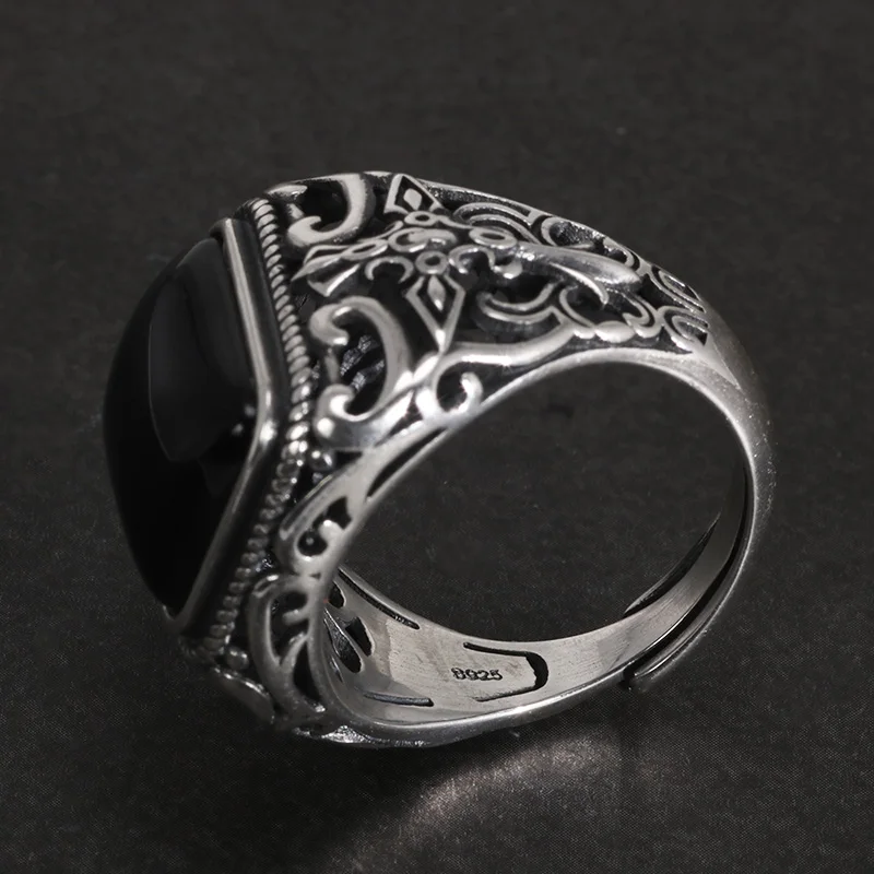 Vintage Mens Rings with Black Onyx Stone