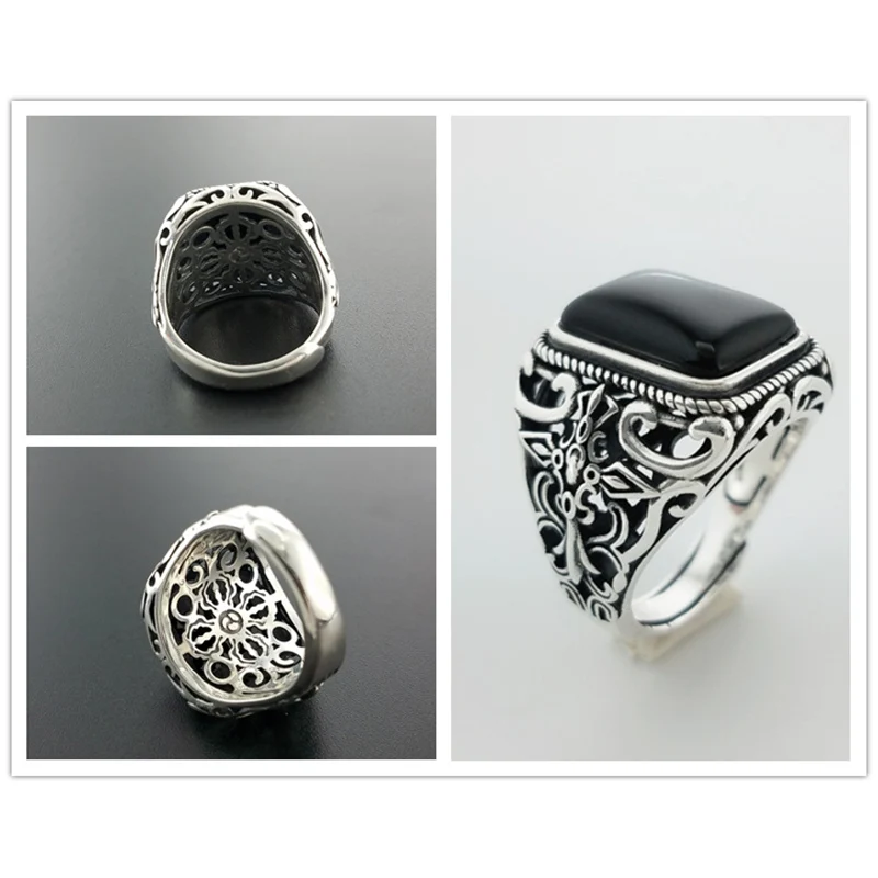 Vintage Mens Rings with Black Onyx Stone