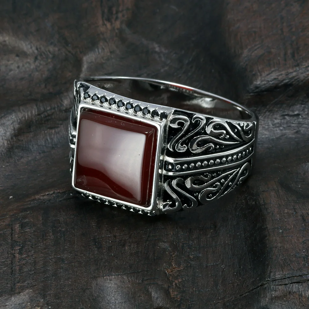 925 Sterling Silver Agate Stone Rings