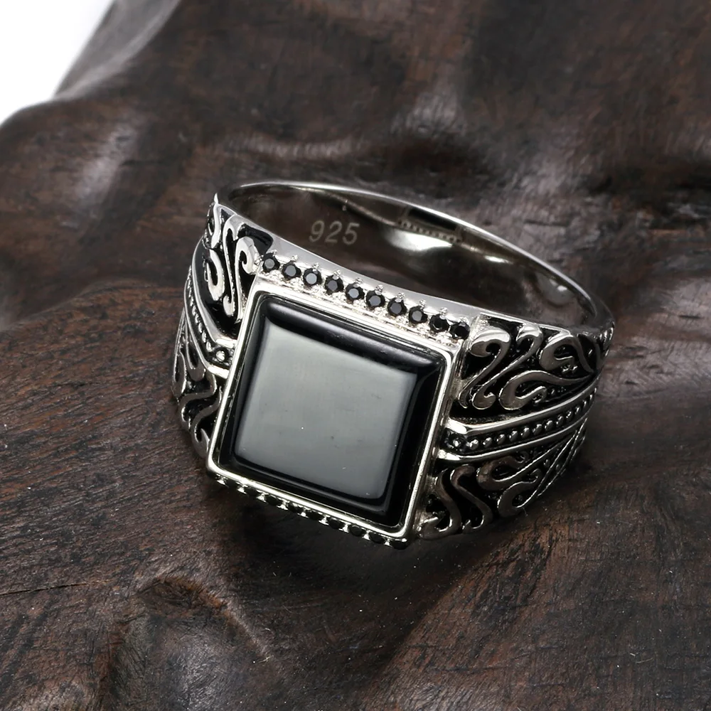 925 Sterling Silver Agate Stone Rings