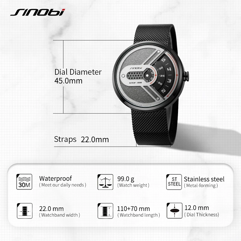 Sinobi Rotating Dial Unique Watch