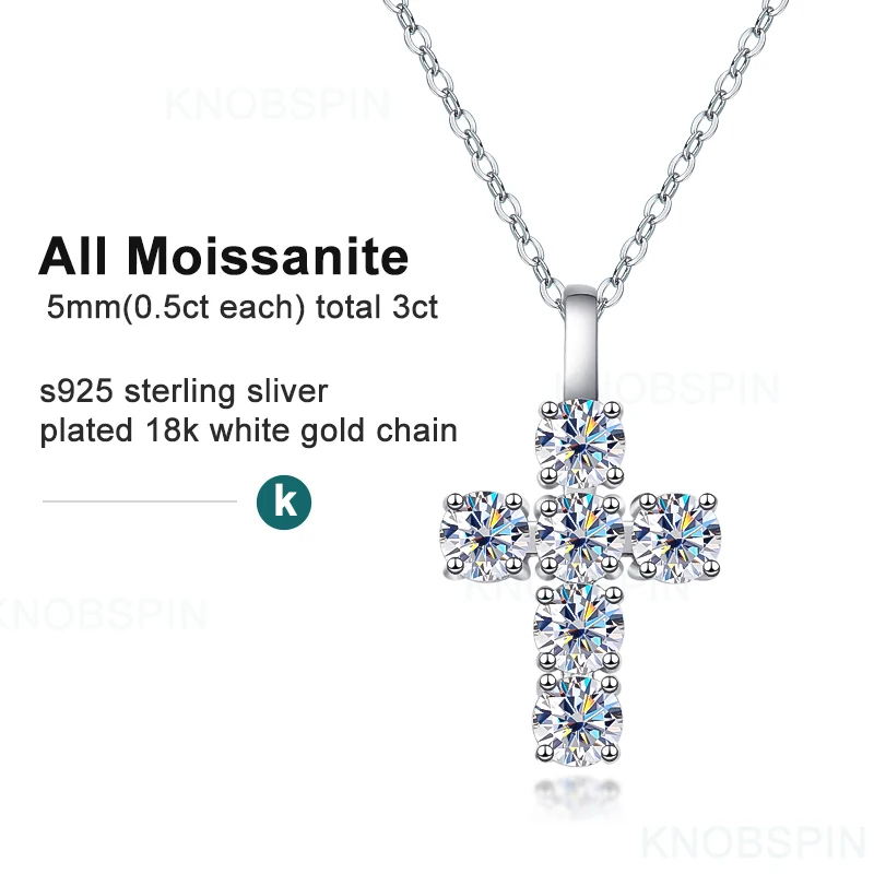 3ct Moissanite Diamond Cross Pendant