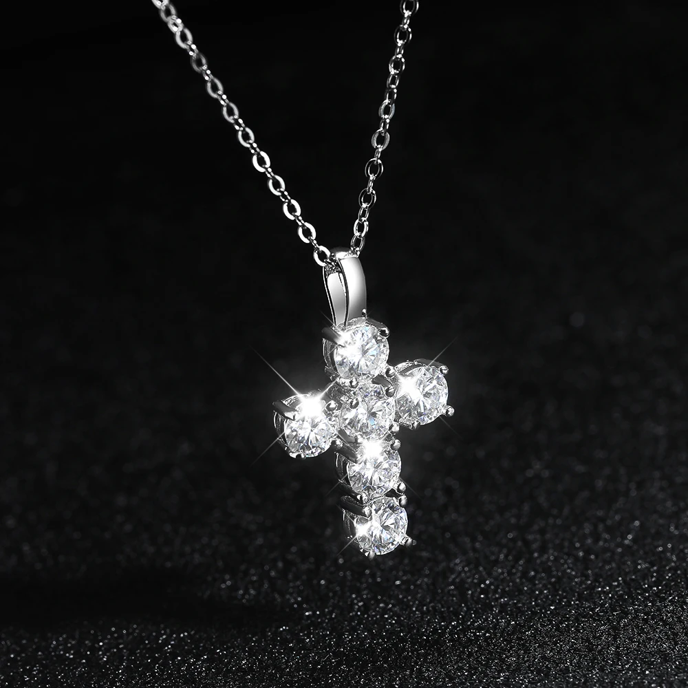 3ct Moissanite Diamond Cross Pendant
