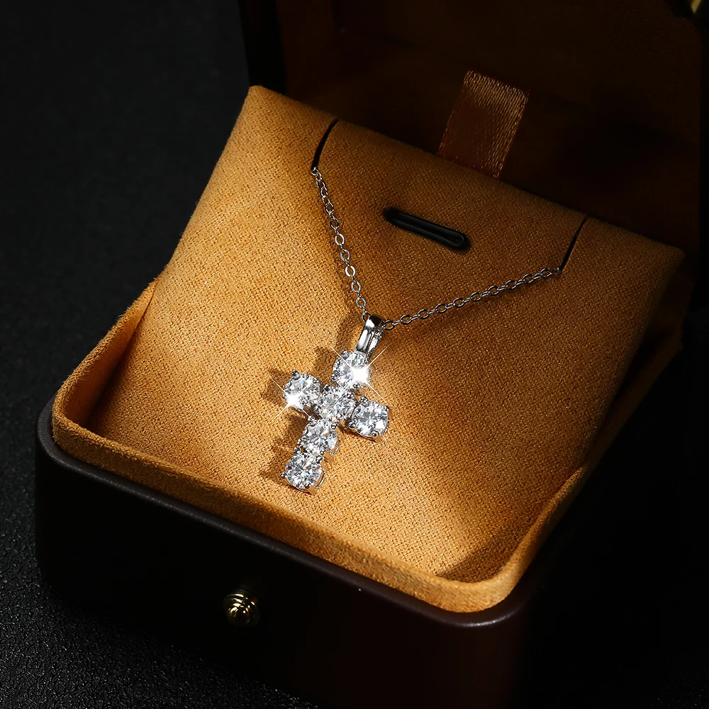 3ct Moissanite Diamond Cross Pendant
