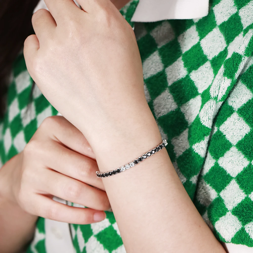 Black and White Moissanite Tennis Bracelet