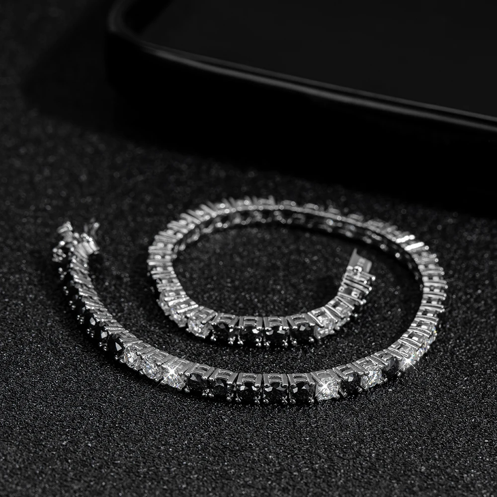 Black and White Moissanite Tennis Bracelet