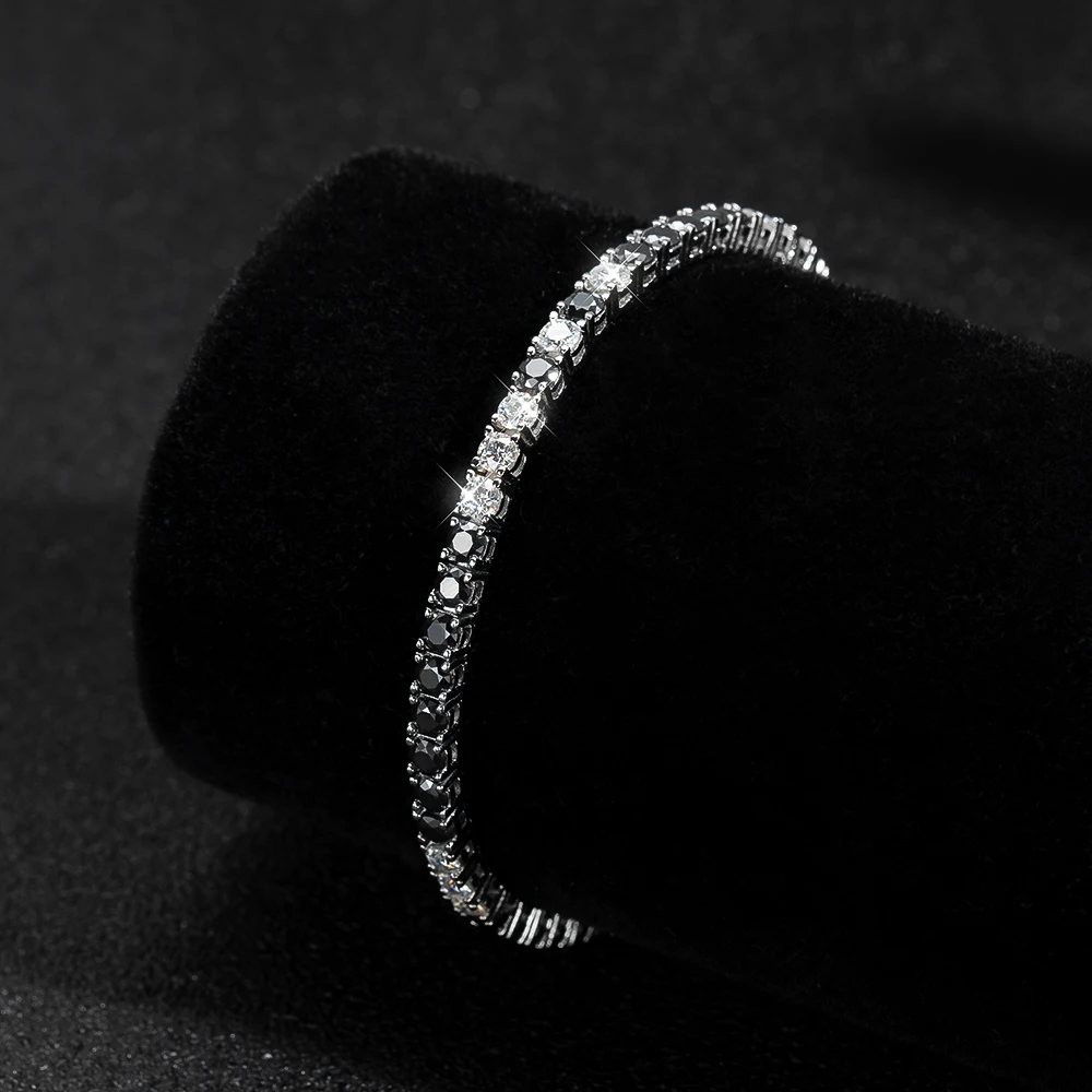 Black and White Moissanite Tennis Bracelet
