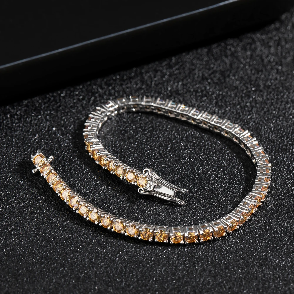 3mm Champagne Moissanite Tennis Bracelet
