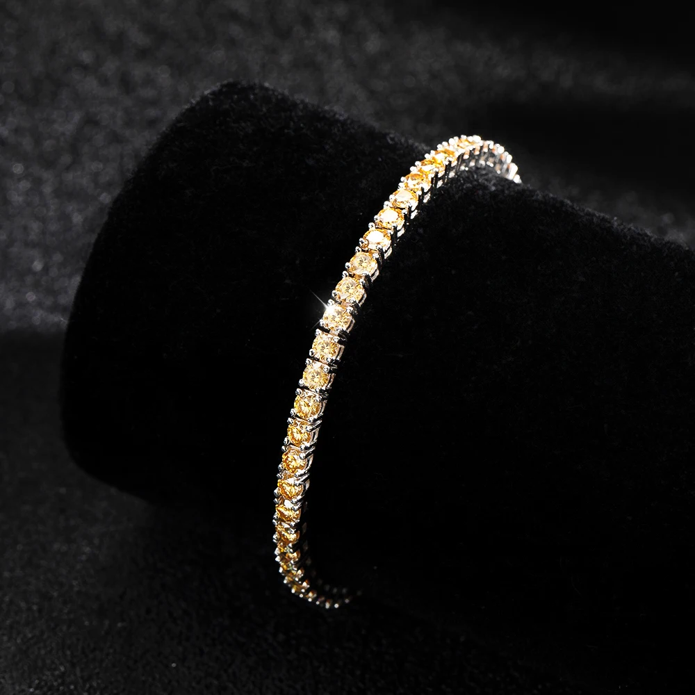 3mm Champagne Moissanite Tennis Bracelet