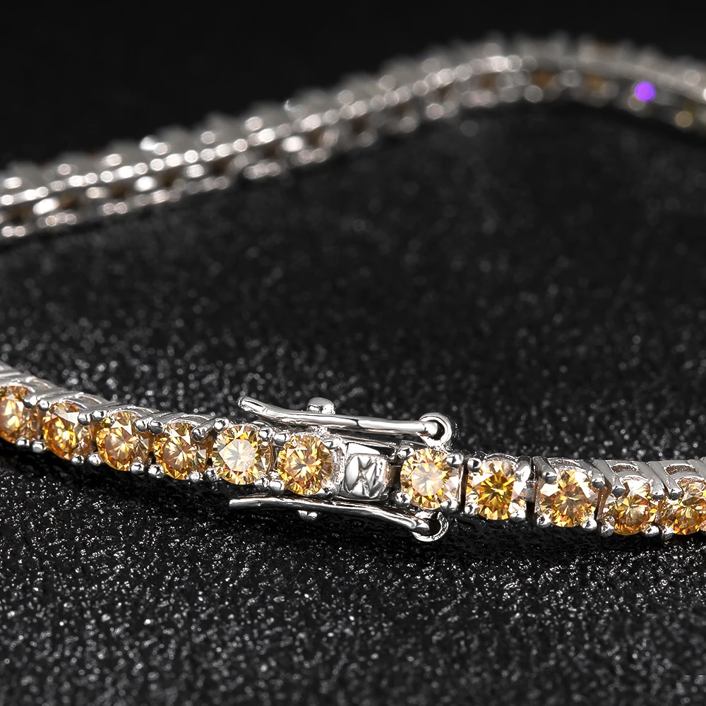 3mm Champagne Moissanite Tennis Bracelet