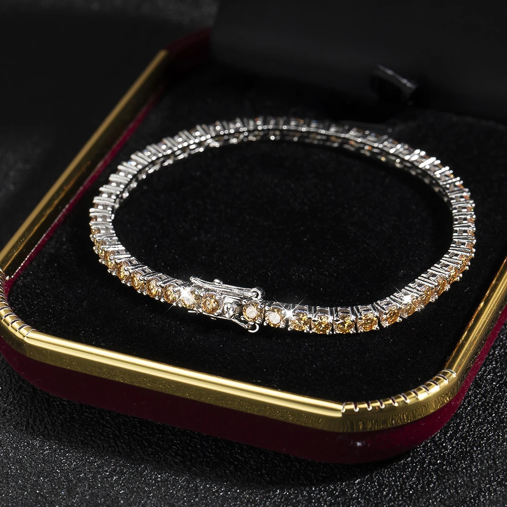 3mm Champagne Moissanite Tennis Bracelet
