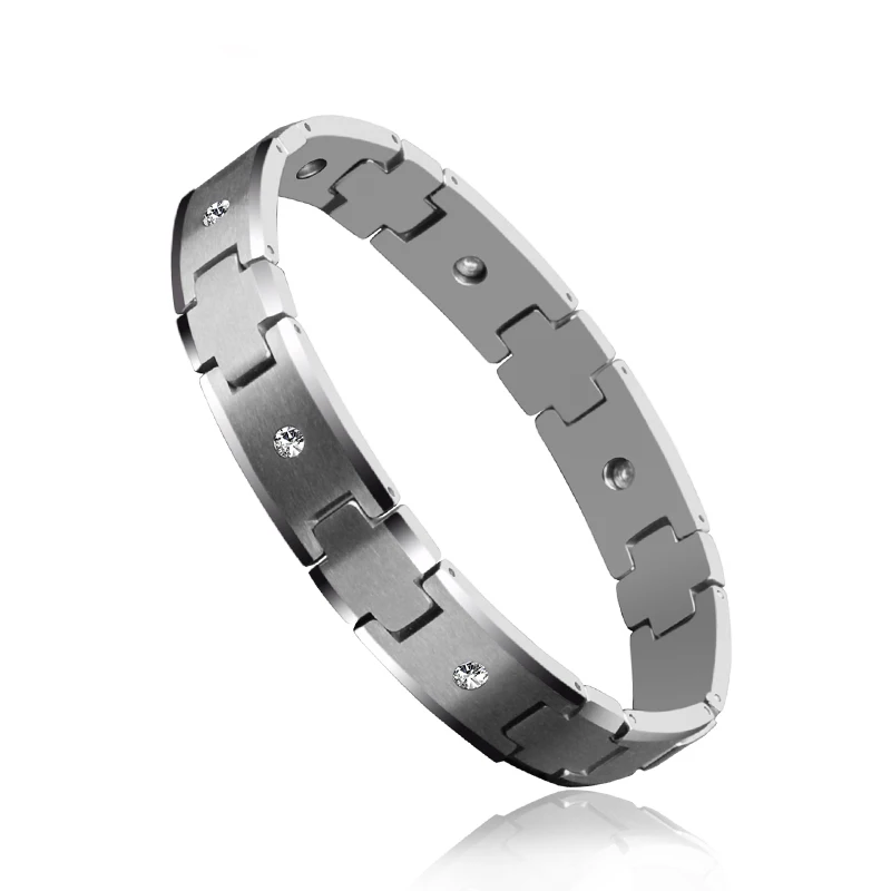 Tungsten Bracelet with CZ Stones Inlay