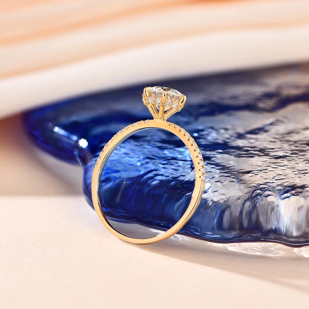 Moissanite Ring in 14K Yellow Gold for Women