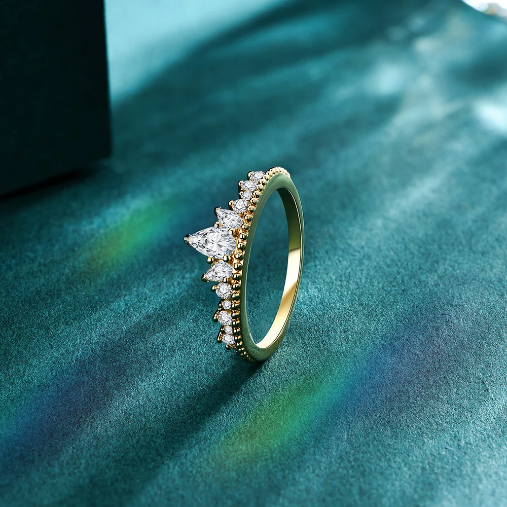 Moissanite Diamond Ring in Solid Yellow Gold