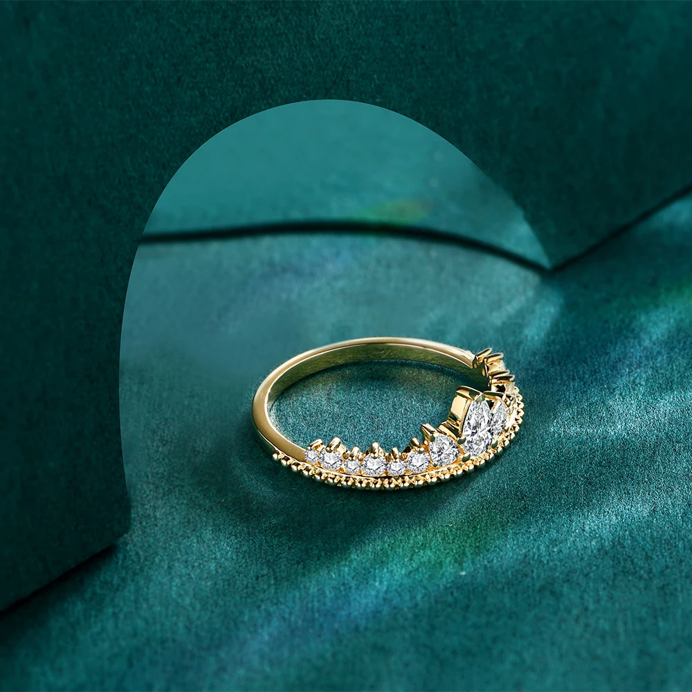 Moissanite Diamond Ring in Solid Yellow Gold