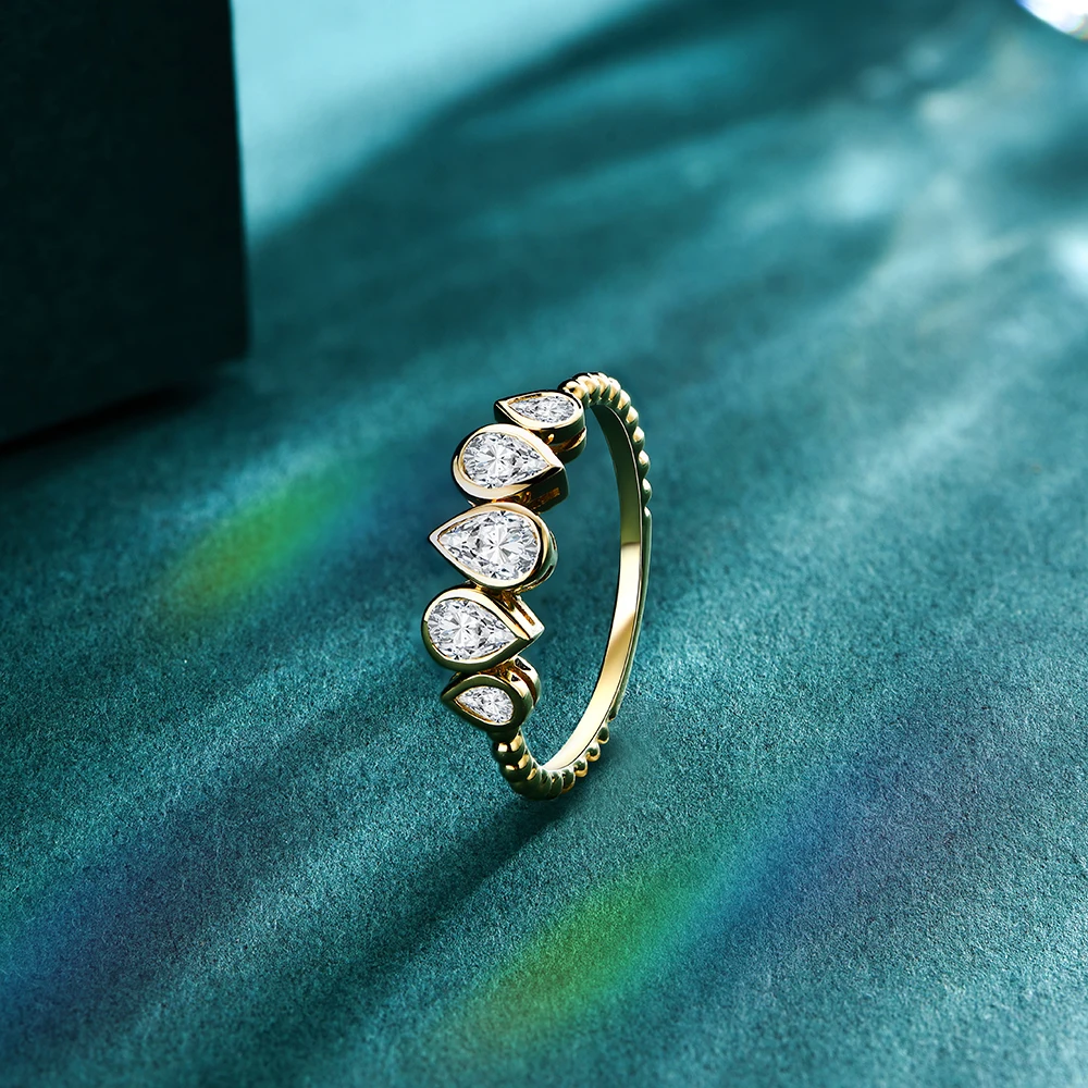 Moissanite Ring in Solid 10K/14K/18K Gold