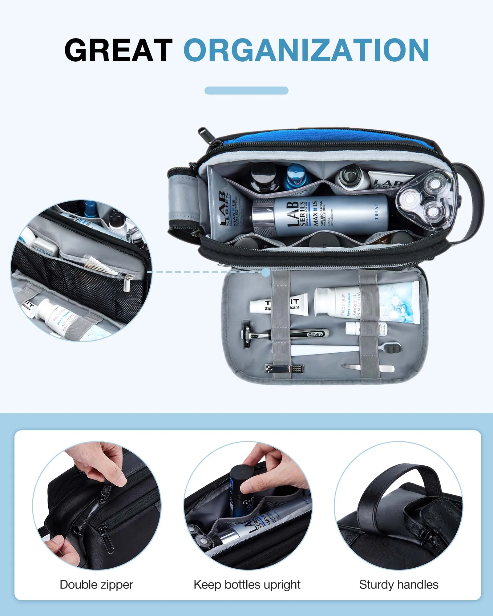 Large Travel Toiletry Organizer Dopp Kit