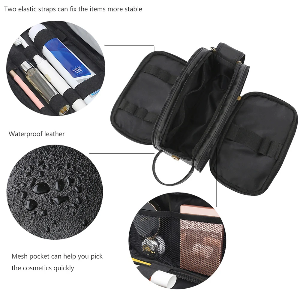 Water-Resistant PU Leather Toiletry Bag