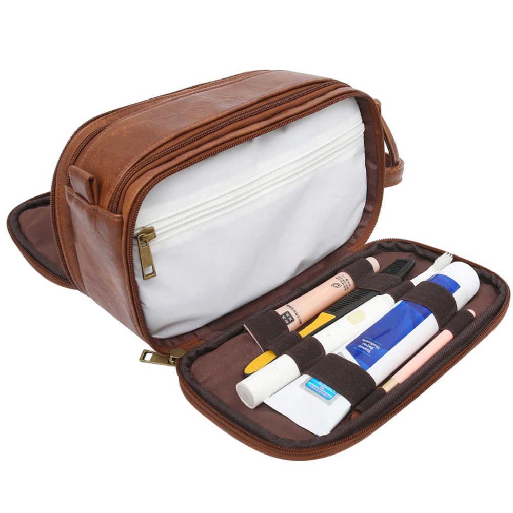 Water-Resistant PU Leather Toiletry Bag