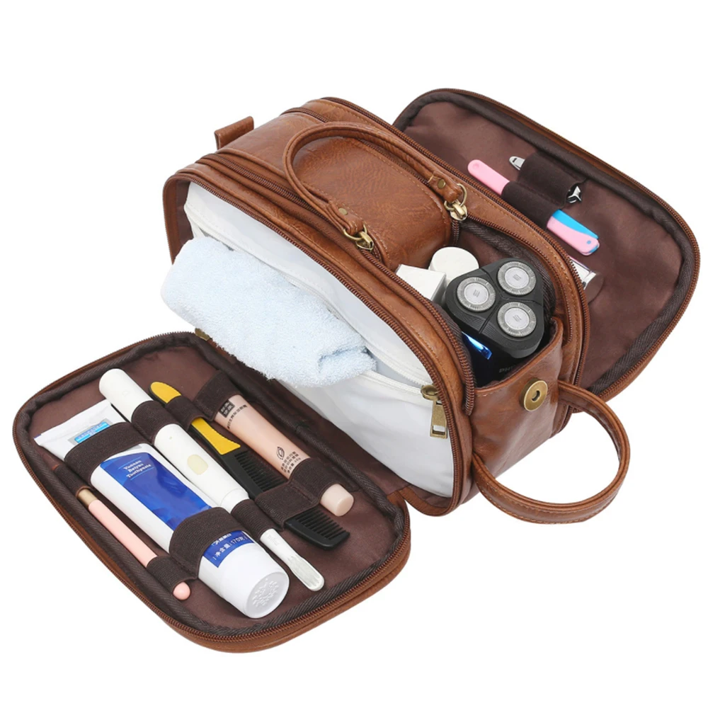 Water-Resistant PU Leather Toiletry Bag