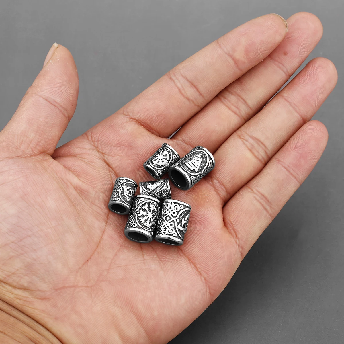 6/8mm Stainless Steel Viking Rune Beads