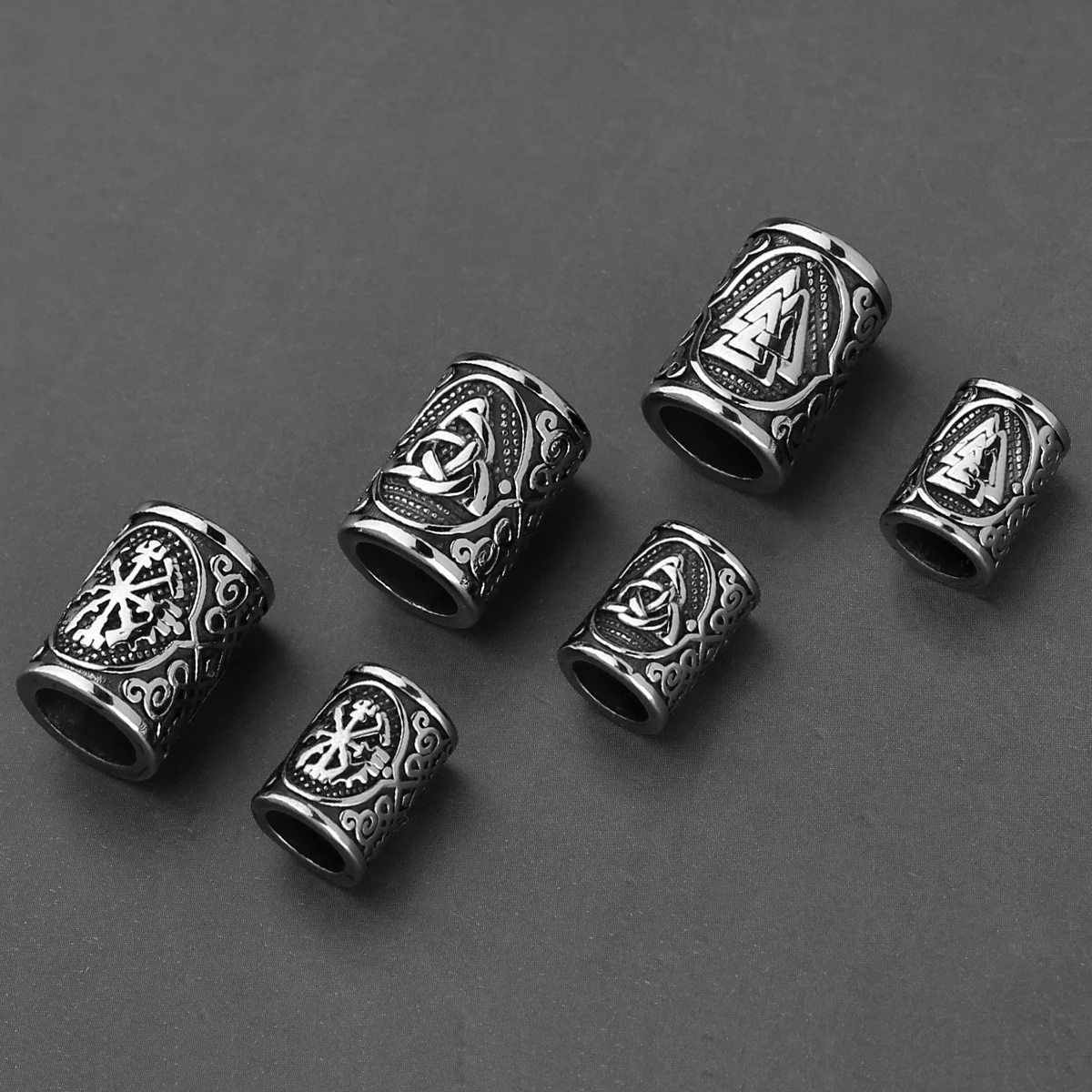 6/8mm Stainless Steel Viking Rune Beads