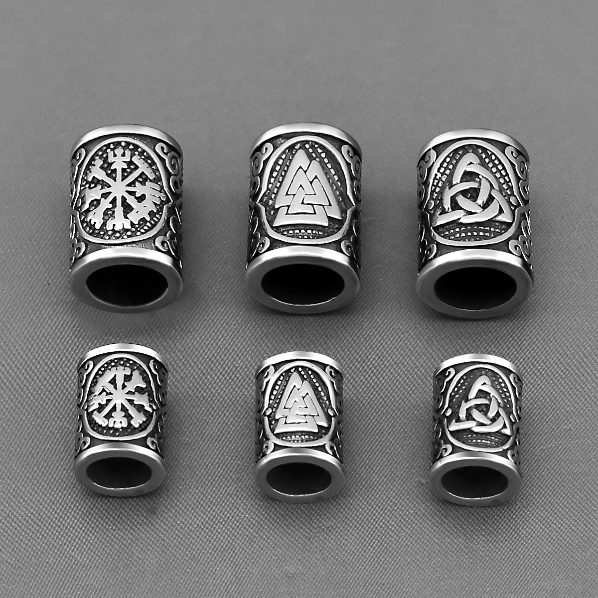 6/8mm Stainless Steel Viking Rune Beads