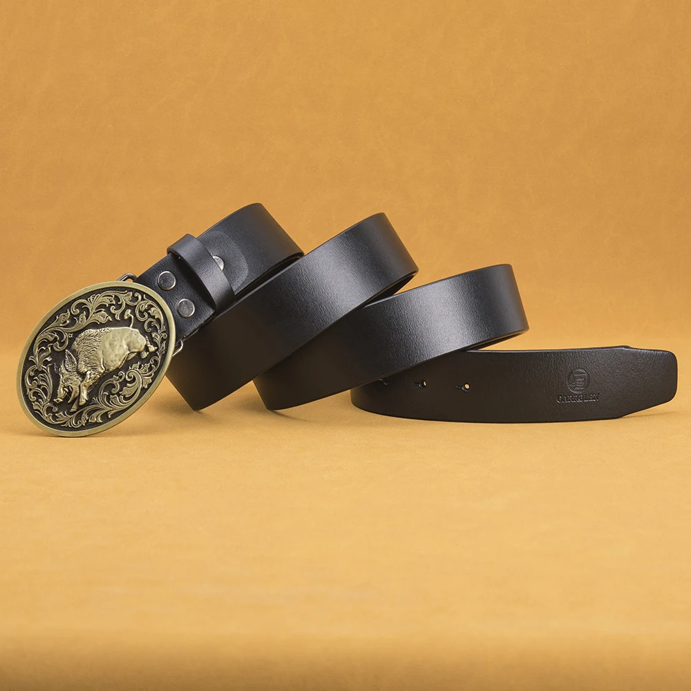 Western Cowboy Belt with Wild Boar Pattern