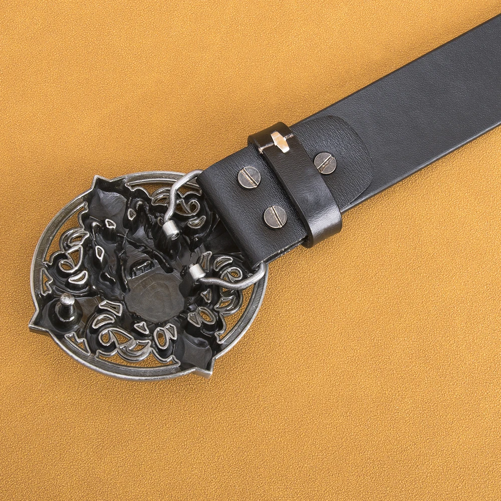 Mens Western Belts with Lion Head Buckle