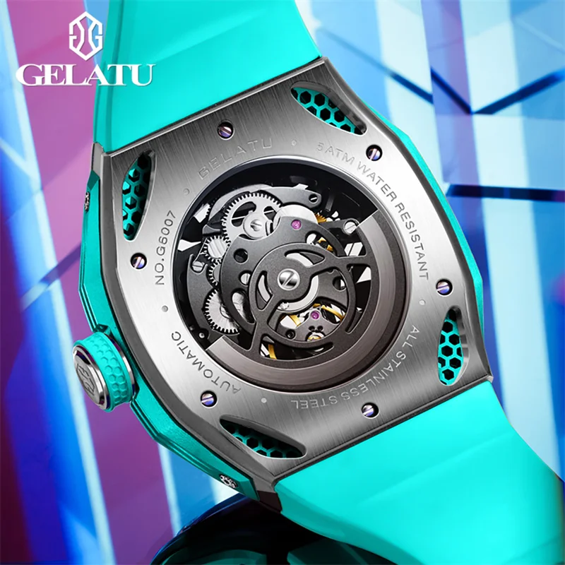 GELATU 6007 Men's Luxury Automatic Skeleton Watch