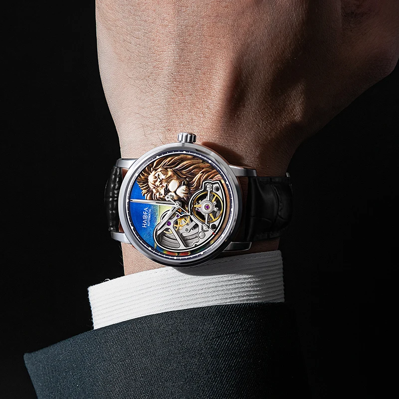 Haofa 3D Lion Skeleton Automatic Mens Watch