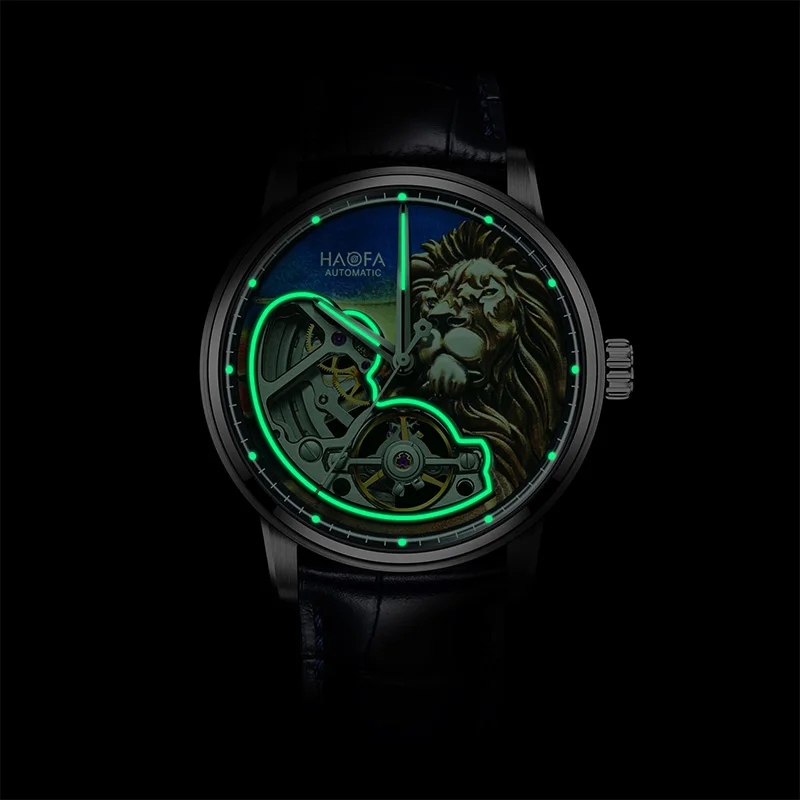 Haofa 3D Lion Skeleton Automatic Mens Watch