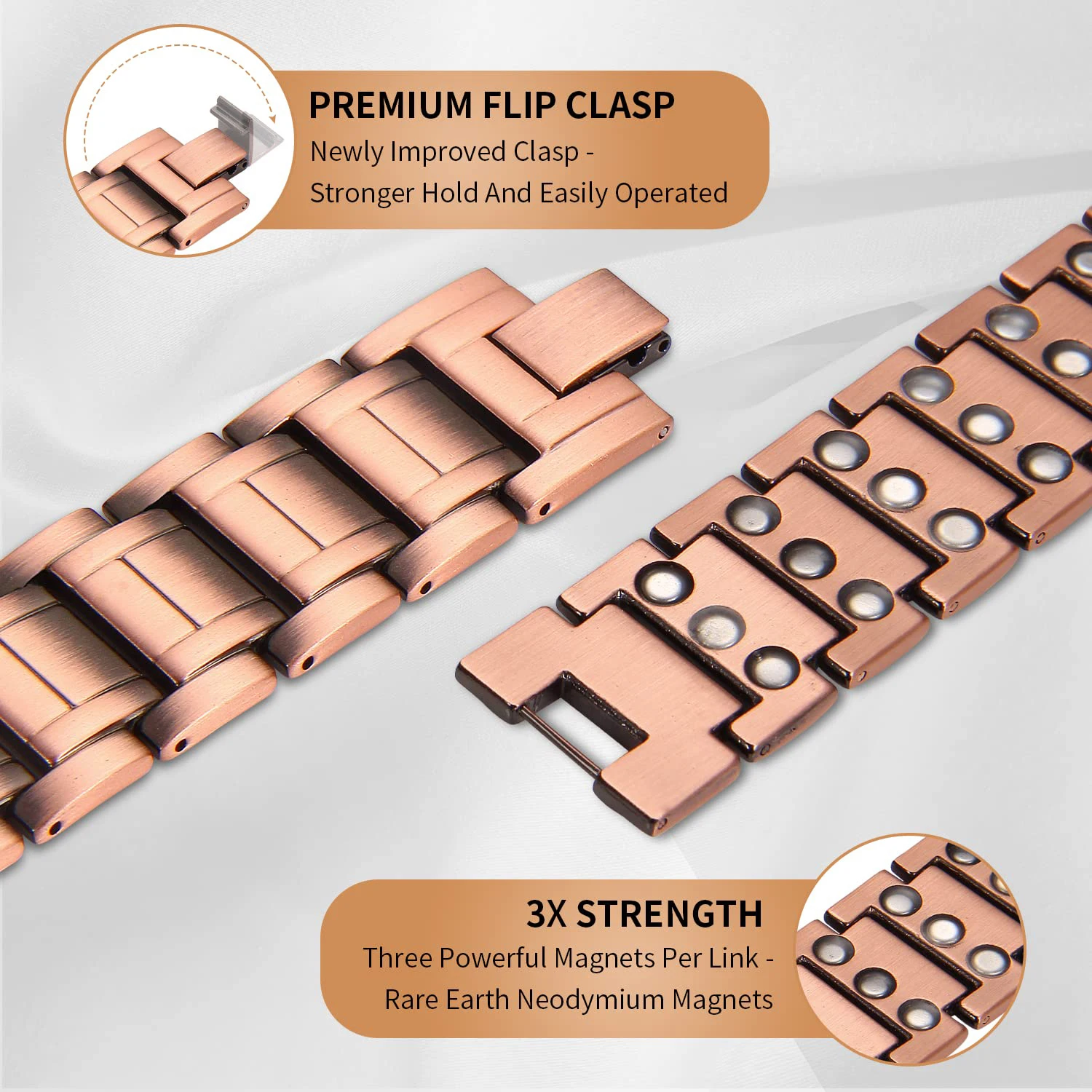 3X Strength Copper Magnetic Bracelet for Men
